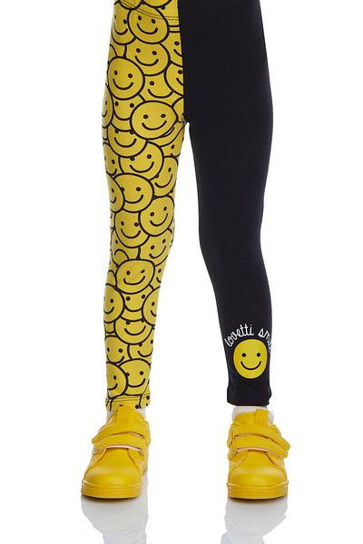LOVETTI Black Smiley Face Girl Patterned Lovetti Smile Printed Tights