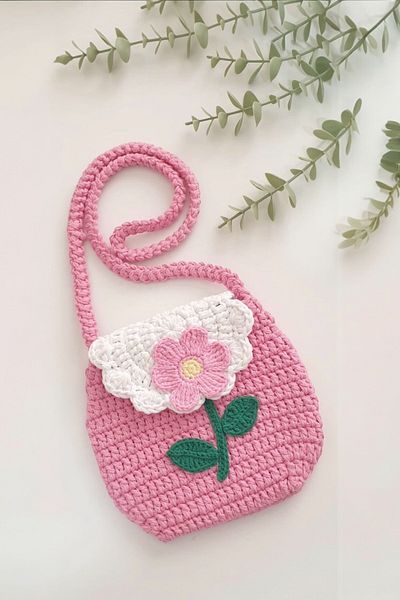 AFRALYAHOME Geantă pentru copii Daisy / Geantă pentru copii tricotată / Geantă pentru copii drăguță roz