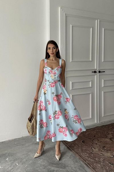 JANES Rochie cu detaliu curea subțire albastră