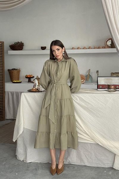 Moda Asmira Sage Line Patterned Long Dress