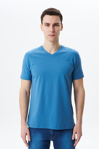 Arma Tricou albastru pentru bărbați, cu croială normală, de bază, cu decolteu în V 29364453102