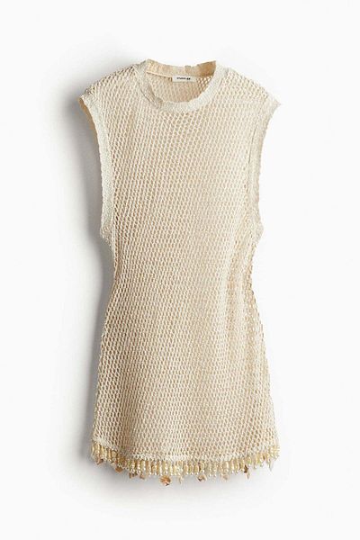 H&M Embellished mesh-knit mini dress