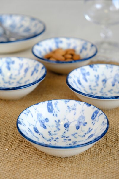 tabakevi Plate House Porcelain Blue Heaven Mini Bowl 90Cc 4 Pieces 10X10X3Cm
