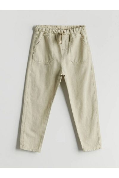 LC Waikiki Lcw Kids Green Elastic Waist Boys Linen Look Trousers
