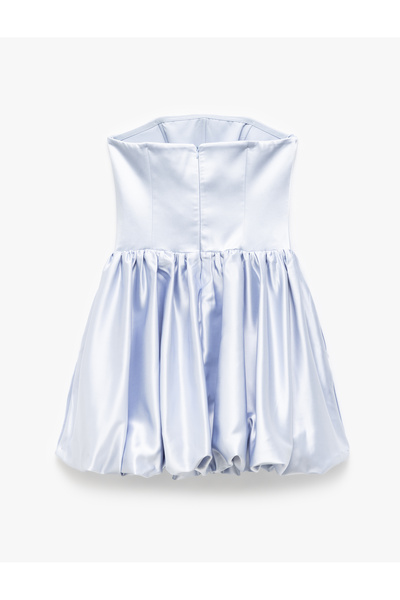 Koton Rochie mini balon din satin, fără bretele, decolteu