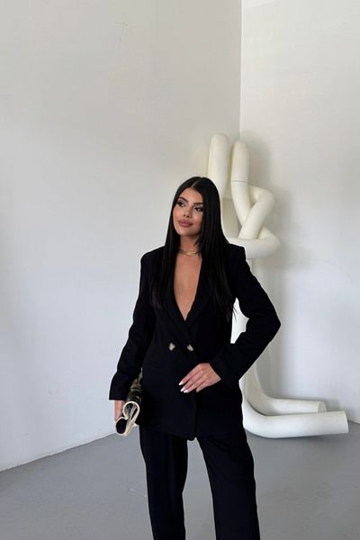 COTTONLAB Linen Jacket - Pants Suit - Black