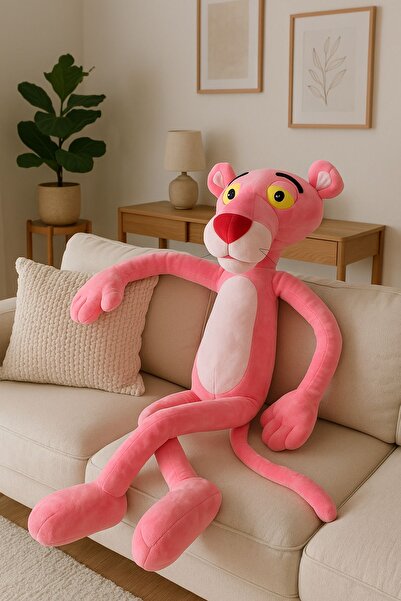 Polly Toys Pembe Panter Pamuk Kumaş Yumuşak Dokulu / 90 Cm