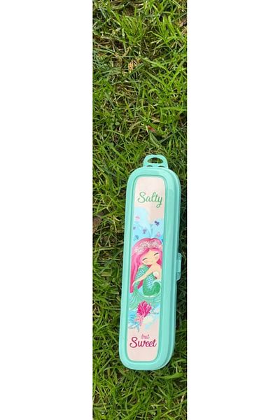 CEKAVE Turquoise Multi-Colored Pen Holder Box with Lid - Storage Bag - Toothbrush - Makeup Brush Box