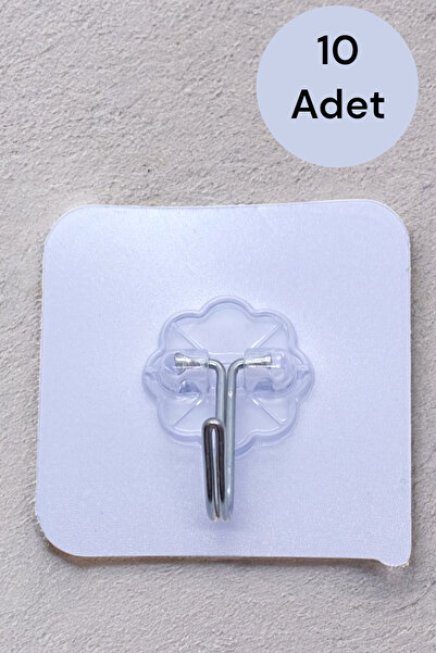 katilus Şeffaf Yonca Askılık 10 Adet Güçlü Kendinden Yapışkanlı Kapı Duvar As...