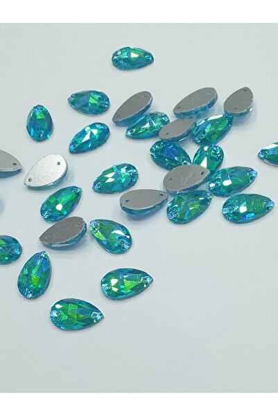 CRYSTALSHOP Kristalni kamen za ukrase - 10*18 mm, kapljica, akva AB (50 kom)