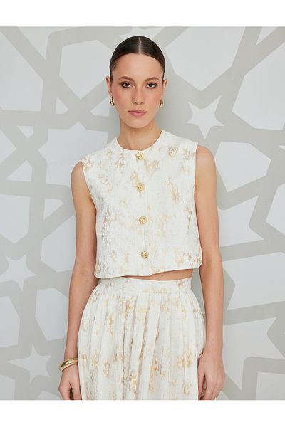 Koton ecru design Crop Vest
