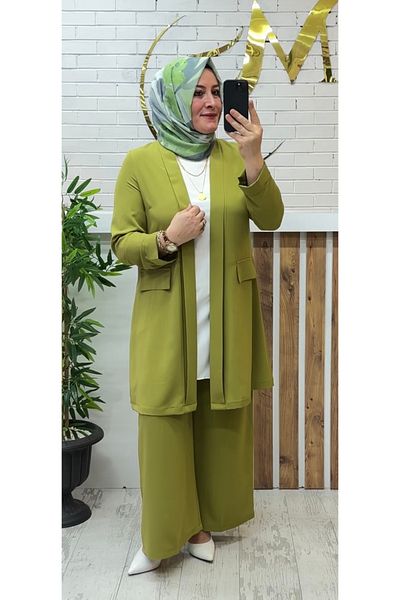 Meryemce Butik Τριπλό κρεπ κοστούμι με μπουφάν (άνετη εφαρμογή)
