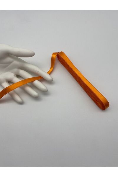 Ak Tuhafiye Orange 1 cm 10 Meters Satin Ribbon Bowknot, Decoration and Decoration Ribbon No:38