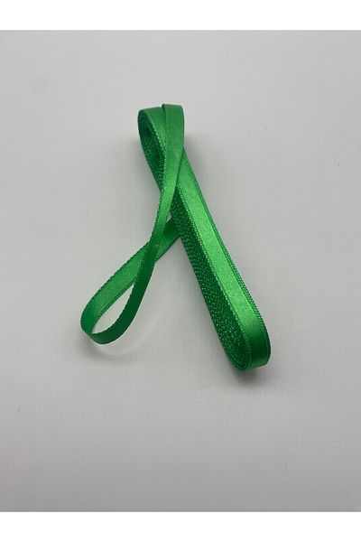 Ak Tuhafiye Πράσινη Σατέν Κορδέλα 1 cm 10 Yards, Πακέτο-Στολισμός-Διακόσμηση-Προίκα Νο:30