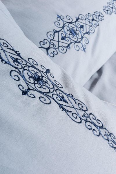 VAROL Embroidered Cotton Satin Double Duvet Cover Set