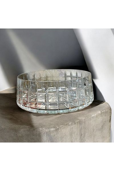 AYZ HOME Cut Crystal Sapphire Glass Salad Bowl Square Decor /Tableware Presentation 28 cm