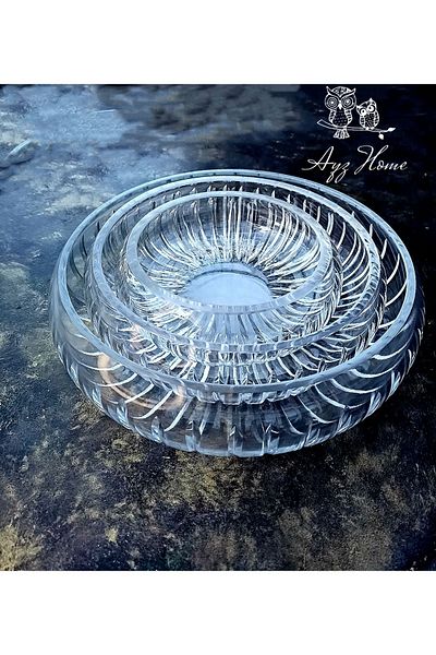 AYZ HOME Cut Crystal Glass Salad/ Presentation Bowl Set 3 Pieces