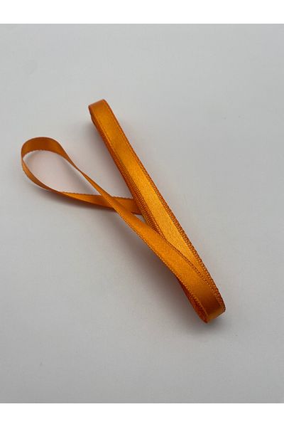 Ak Tuhafiye Orange 1 cm 10 Meters Satin Ribbon Bowknot, Decoration and Decoration Ribbon No:38