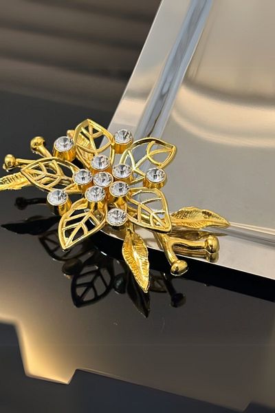 Yaren Style Luxury Stone Daisy Flower Accessory Stainless 6-Piece Presentation Tray |   Decorative Dowry, Coffee, Tea, Tray