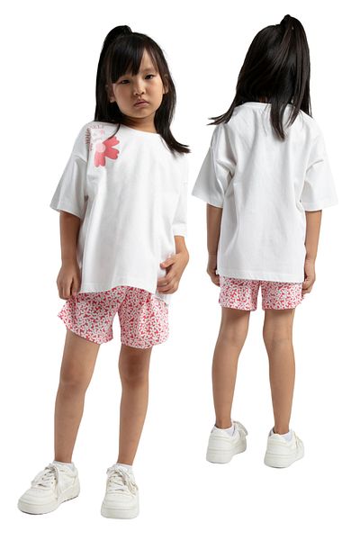 vory Girl's White Short Sleeve Shorts Set of Two