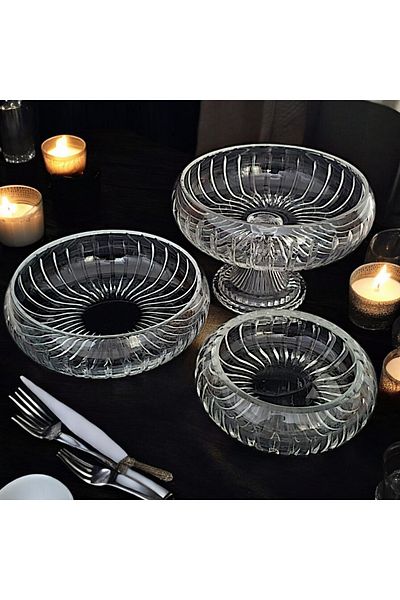 AYZ HOME Cut Crystal Glass Bowl Set - Tableware Presentation / Dowry Bowl Set