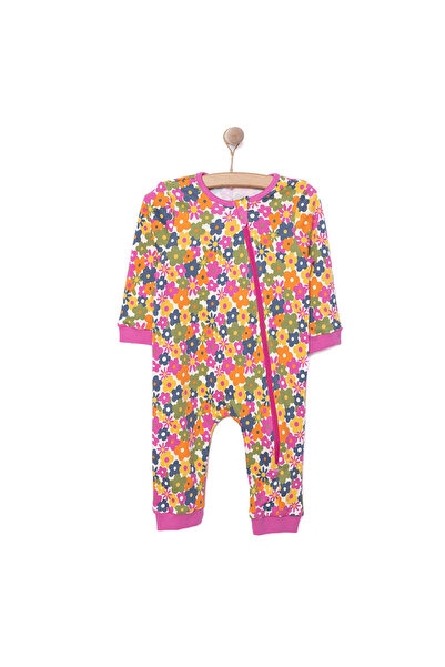 ebebek Hello Baby HelloBaby Kız Çiçek Desenli Uzun Kol Fermuarlı Patiksiz Tulum