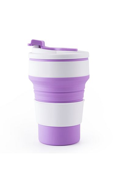 Lotus rose 1pc500ml Silicone Collapsible Travel Cup LeakProof Folding Camping Mug With Lid Compact For Outdoors