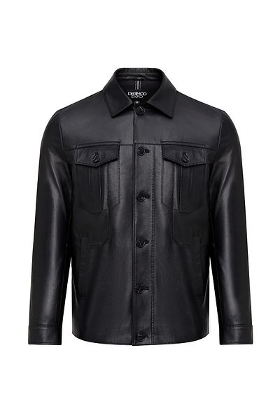 Derimod Axel Men's Black Leather Jacket 25Sge65691M