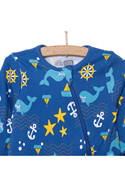 ebebek Hello Baby HelloBaby Erkek Uzun Kol Deniz Desenli Fermuarlı Patiksiz Tulum