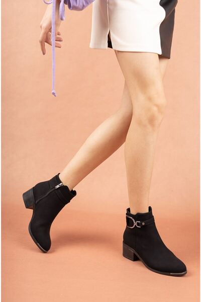 owwox club Alara; Kadın, Siyah, Toka Detaylı, Klasik Topuklu Bot