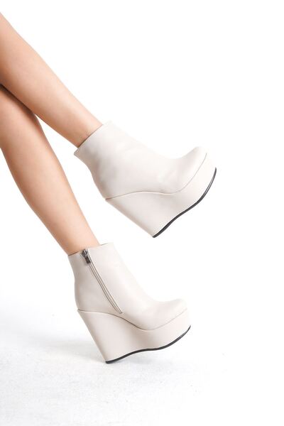 owwox club Eve ; Ten Cilt , 12 Cm Dolgu Topuklu Kadın Bot