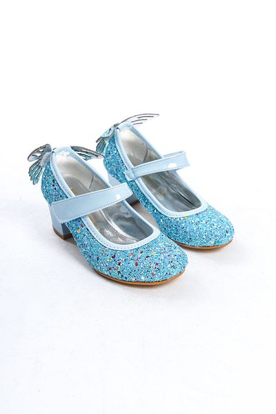 owwox club Butterfly; Blue, 4 cm Classic Heeled Children's Shoes with Butterfly Accessories