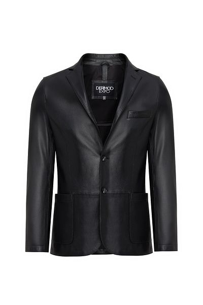 Derimod Dominic Men's Black Blazer Leather Jacket 24Wge65591M