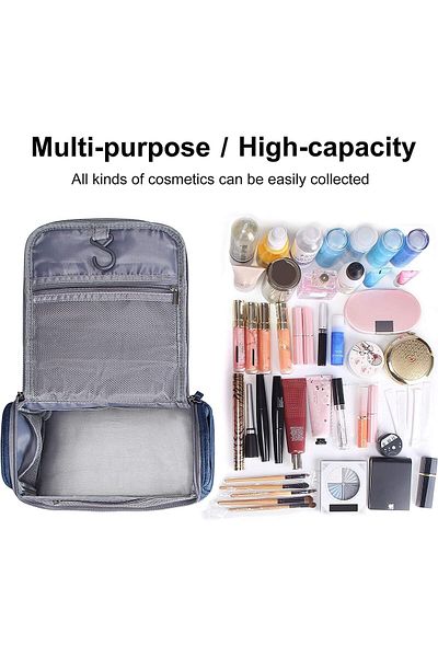 COOYA Makeup Bag, Toiletry Bag, Hanging Travel Large Waterproof Portable Bathroom Storage Bag, Blue