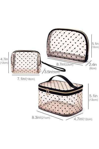 COOYA 3 Pieces Set Mesh Makeup Bag, Transparent Cosmetic Bag Small Makeup Bags Organizer