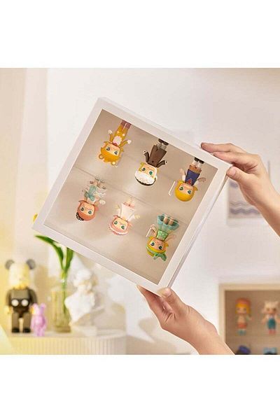 COOYA 2 Tier Collectibles Display Box, Wall Mounted with Side Door Opening for Bedroom, Study, Living Room