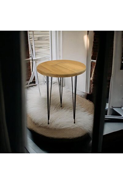 ADIM EBATLAMA Masif Panel Ahşap Yan Sehpa Firkete Ayaklı