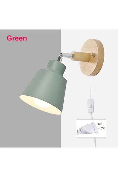Choice Eu Plug Green Nordic Wall Light Indoor Diy E27 Wooden 6 Colors Eu/ul Plug 350° Wall Lamps For Living