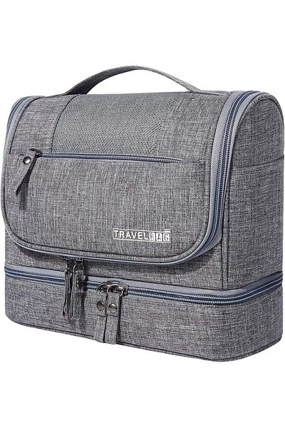 COOYA Makeup Bag, Toiletry Bag, Hanging Travel Large Waterproof Portable Bathroom Storage Bag, Grey