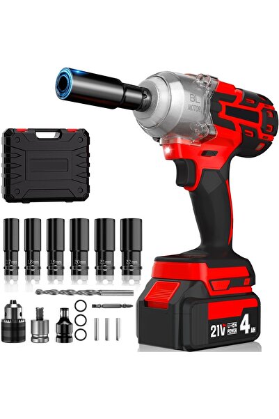 FlashHawk مفتاح ربط صدمي لاسلكي، 780 نيوتن متر، مفتاح ربط صدمي بدون فرشاة، 1/...