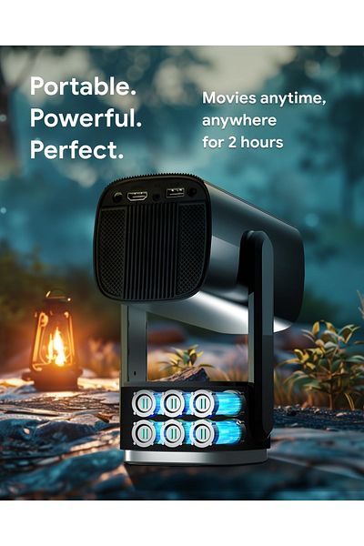 FlashHawk جهاز عرض - 4K 1080P HD ذكي يعمل بنظام Android 11.00، أجهزة عرض صغيرة محمولة، تركيز تلقائي، يعمل بالبطارية