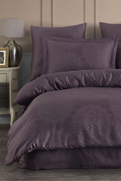 VAROL Σετ Παπλωματοθήκη Liyosel Jacquard Διπλό - Nothingham Plum