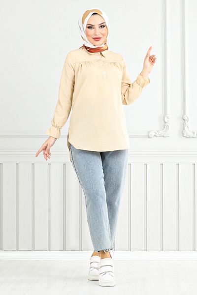ModaMerve Half Button Tunic 402Evo1065-M Vision