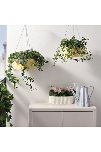 IKEA أصيص معلق من KERB R، للاستخدام الداخلي/الخارجي، أصفر، 27 سم