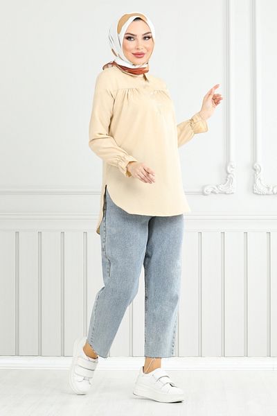 ModaMerve Half Button Tunic 402Evo1065-M Vision
