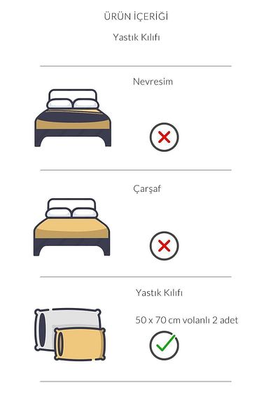 VAROL 2 τεμάχια Eris Series Cotton Satin Μαξιλαροθήκη ξενοδοχείου 50x70 με 5 βολάν