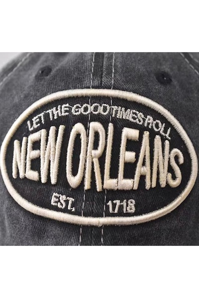 CosmoOutlet Νέα Ορλεάνη Κεντημένο Πλενόμενο Αντίκα Μοντέλο Ρυθμιζόμενο Μπεζ Ανδρικό Καπέλο πίσω