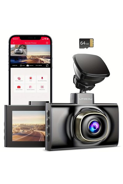 ROCKCAMEL LD02 4K+2K UHD Driving Recorder, Includes 64GB TF Card, Built-In WiFi