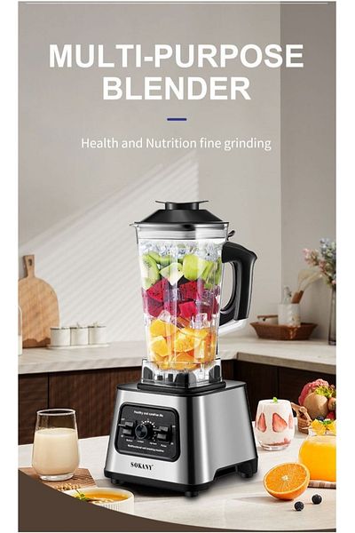 SOKANY Juicer Blender, 2.5 Litre, 6000W Multi-Function High Speed Blender Ice Crusher SK-999 Black