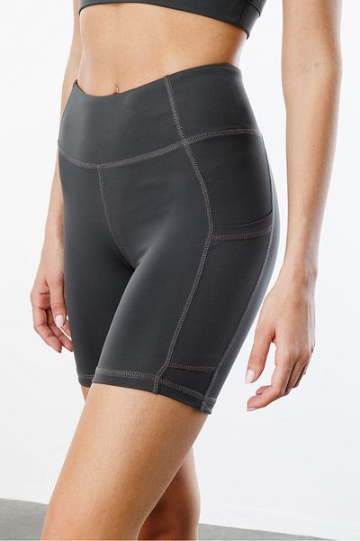 GENIUS STORE High Waist Recovery Double Pocket Biker Shorts Short Sports Leggings Short-Leggings